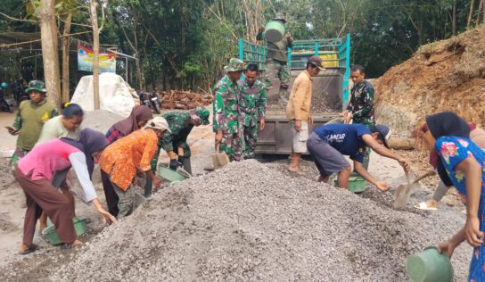 TMMD Sengkuyung Tahap II Kodim 0729/Bantul Lanjutkan Pengecoran Jalan dan Pembangunan Jembatan