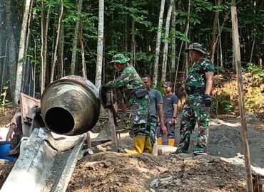Gotong Royong Pembuatan Jembatan Merah Putih, Kodim 0729/Bantul Hadir Bantu Masyarakat