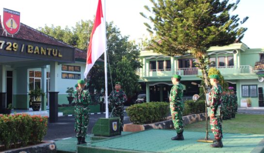 Kodim 0729/Bantul Mantapkan Disiplin Prajurit Melalui Upacara Bendera Mingguan